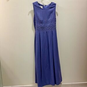Vintage Sarah Elizabeth Sleeveless Embroidered Beaded Periwinkle Maxi Dress